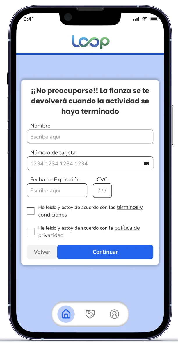 Pantalla de depósito de la fianza