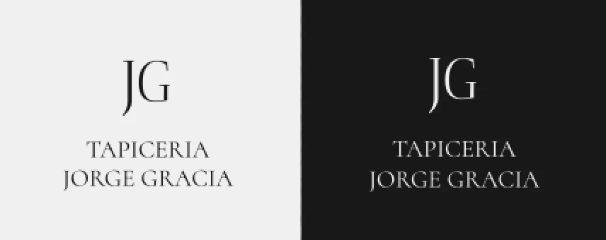 Logotipo de Tapicería JG en positivo y negativo